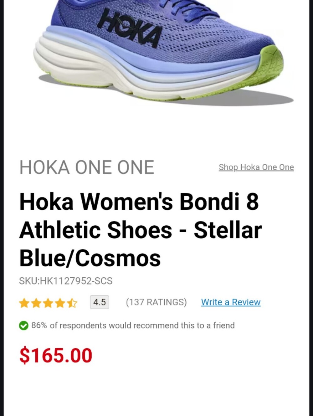 Hoka Bondi 8 - Stellar Blue - Cosmos Women's 6.5B - Picture 7 of 7